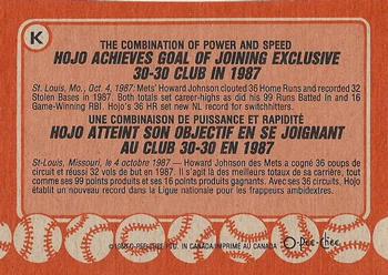 1988 O-Pee-Chee - Wax Box Bottom Panels Singles #K Howard Johnson Back