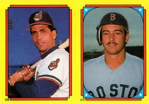 1988 Topps Stickers #209 / 312 Chris Bando / Mike Greenwell Front