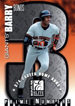 1998 Donruss Elite - Prime Numbers Samples #8a Barry Bonds Front