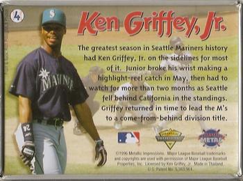 1996 Metallic Impressions Ken Griffey Jr. #4 Ken Griffey Jr. Back