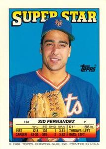 1988 Topps Stickers - Super Star Backs #28 Sid Fernandez Front