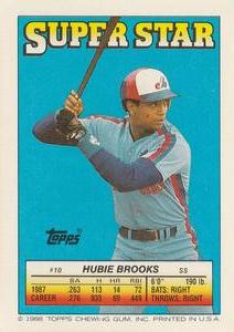 1988 Topps Stickers - Super Star Backs #10 Hubie Brooks Front