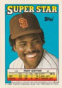 1988 Topps Stickers - Super Star Backs #16 Tony Gwynn Front