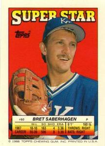 1988 Topps Stickers - Super Star Backs #60 Bret Saberhagen Front