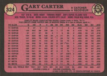 1989 O-Pee-Chee #324 Gary Carter Back