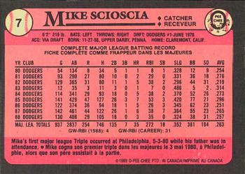 1989 O-Pee-Chee #7 Mike Scioscia Back