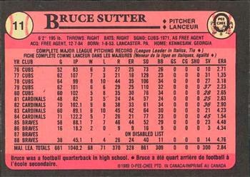 1989 O-Pee-Chee #11 Bruce Sutter Back
