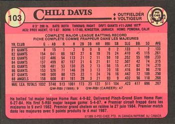 1989 O-Pee-Chee #103 Chili Davis Back