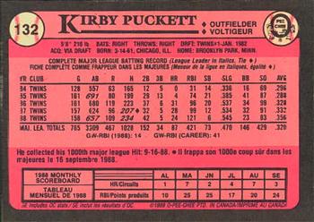 1989 O-Pee-Chee #132 Kirby Puckett Back