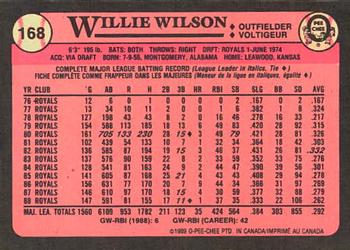 1989 O-Pee-Chee #168 Willie Wilson Back