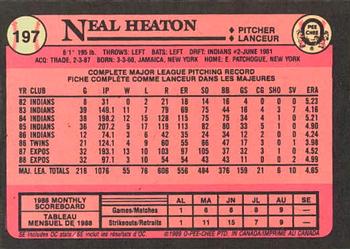 1989 O-Pee-Chee #197 Neal Heaton Back