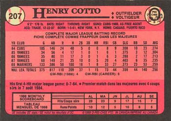 1989 O-Pee-Chee #207 Henry Cotto Back