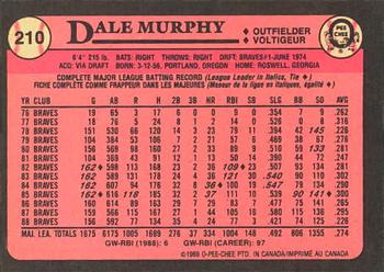 1989 O-Pee-Chee #210 Dale Murphy Back