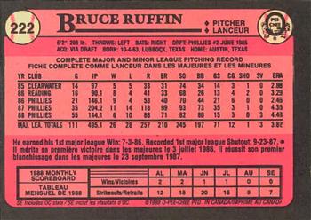 1989 O-Pee-Chee #222 Bruce Ruffin Back