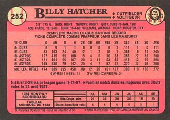 1989 O-Pee-Chee #252 Billy Hatcher Back