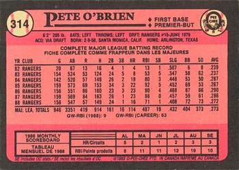 1989 O-Pee-Chee #314 Pete O'Brien Back