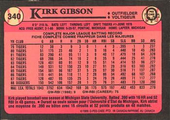 1989 O-Pee-Chee #340 Kirk Gibson Back