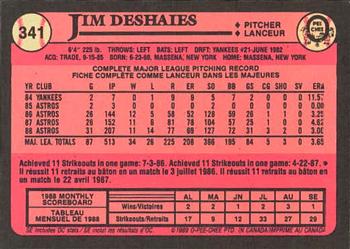 1989 O-Pee-Chee #341 Jim Deshaies Back