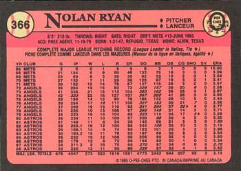 1989 O-Pee-Chee #366 Nolan Ryan Back