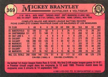 1989 O-Pee-Chee #369 Mickey Brantley Back