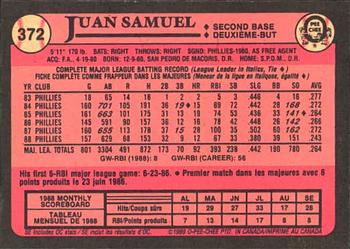 1989 O-Pee-Chee #372 Juan Samuel Back