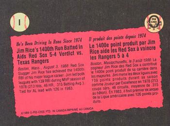 1989 O-Pee-Chee - Wax Box Bottom Panels Singles #I Jim Rice Back