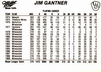 1990 Miller High Life Milwaukee Brewers SGA #NNO Jim Gantner Back