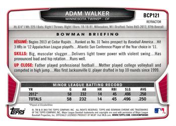 2013 Bowman Chrome - Prospects X-Fractors #BCP121 Adam Walker Back