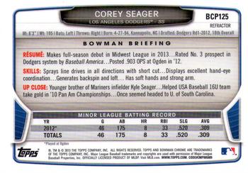 2013 Bowman Chrome - Prospects X-Fractors #BCP125 Corey Seager Back