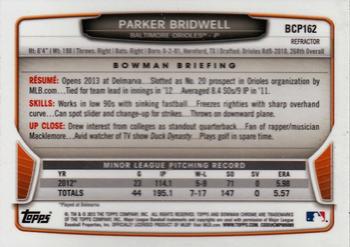 2013 Bowman Chrome - Prospects X-Fractors #BCP162 Parker Bridwell Back