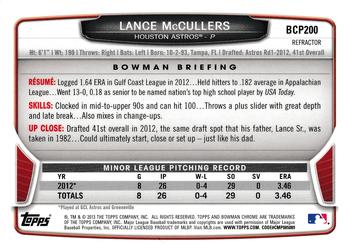 2013 Bowman Chrome - Prospects X-Fractors #BCP200 Lance McCullers Back