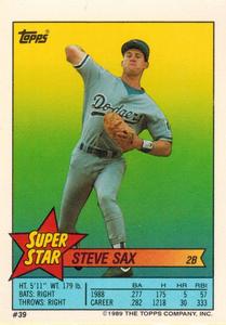 1989 Topps Stickers #57 / 308 Steve Sax / Jack Clark Back
