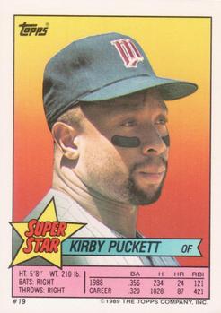 1989 Topps Stickers - Super Star Backs #19 Kirby Puckett Front