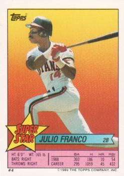 1989 Topps Stickers - Super Star Backs #4 Julio Franco Front