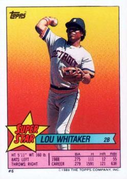 1989 Topps Stickers - Super Star Backs #6 Lou Whitaker Front