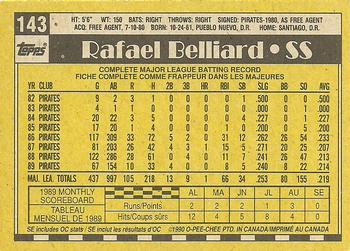1990 O-Pee-Chee #143 Rafael Belliard Back