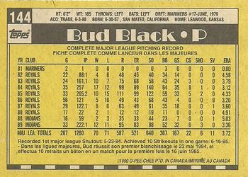 1990 O-Pee-Chee #144 Bud Black Back