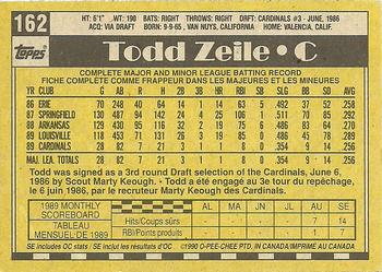 1990 O-Pee-Chee #162 Todd Zeile Back