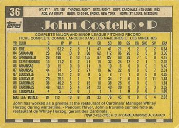 1990 O-Pee-Chee #36 John Costello Back