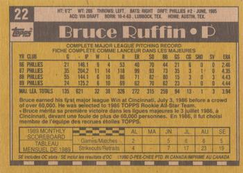 1990 O-Pee-Chee #22 Bruce Ruffin Back