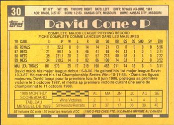 1990 O-Pee-Chee #30 David Cone Back