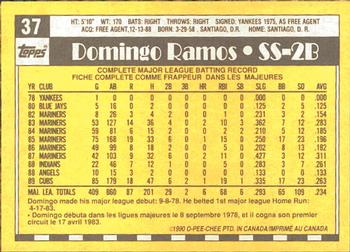 1990 O-Pee-Chee #37 Domingo Ramos Back