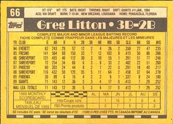 1990 O-Pee-Chee #66 Greg Litton Back