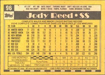 1990 O-Pee-Chee #96 Jody Reed Back