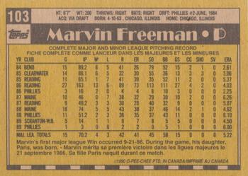 1990 O-Pee-Chee #103 Marvin Freeman Back