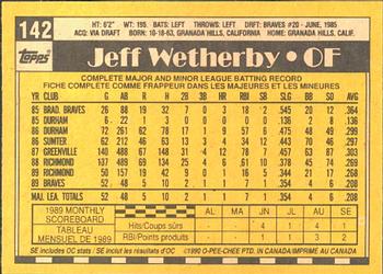 1990 O-Pee-Chee #142 Jeff Wetherby Back