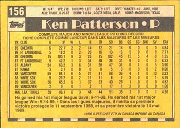 1990 O-Pee-Chee #156 Ken Patterson Back