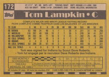 1990 O-Pee-Chee #172 Tom Lampkin Back