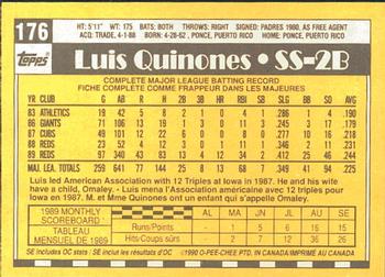 1990 O-Pee-Chee #176 Luis Quinones Back