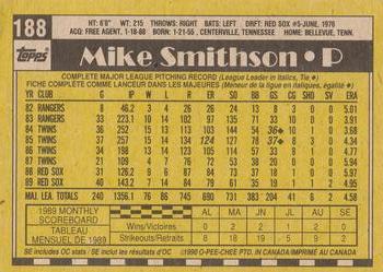 1990 O-Pee-Chee #188 Mike Smithson Back